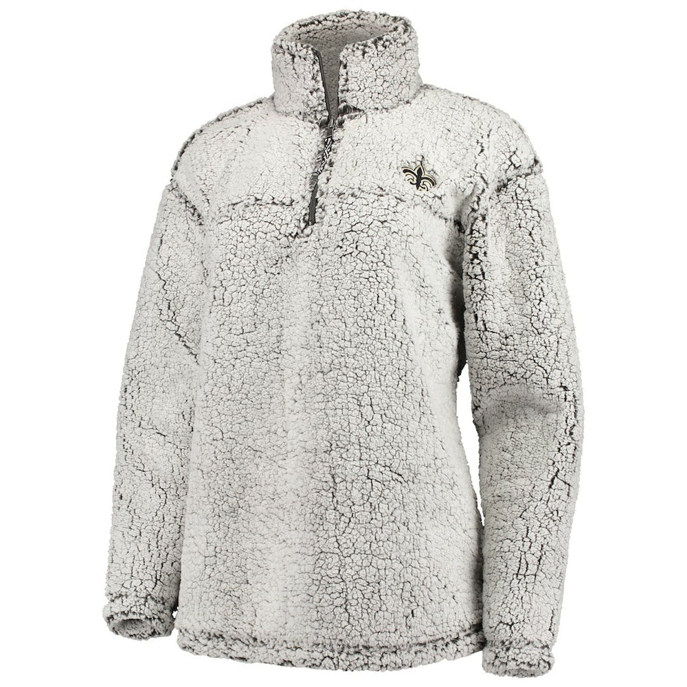 New Orleans Saints G-III 4Her by Carl Banks Women's Sherpa Quarter-Zip Pullover Jacket Gray