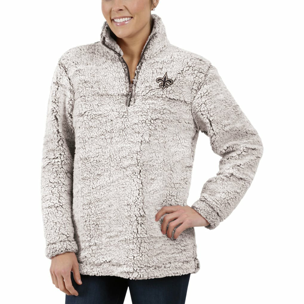 New Orleans Saints G-III 4Her by Carl Banks Women's Sherpa Quarter-Zip Pullover Jacket Gray