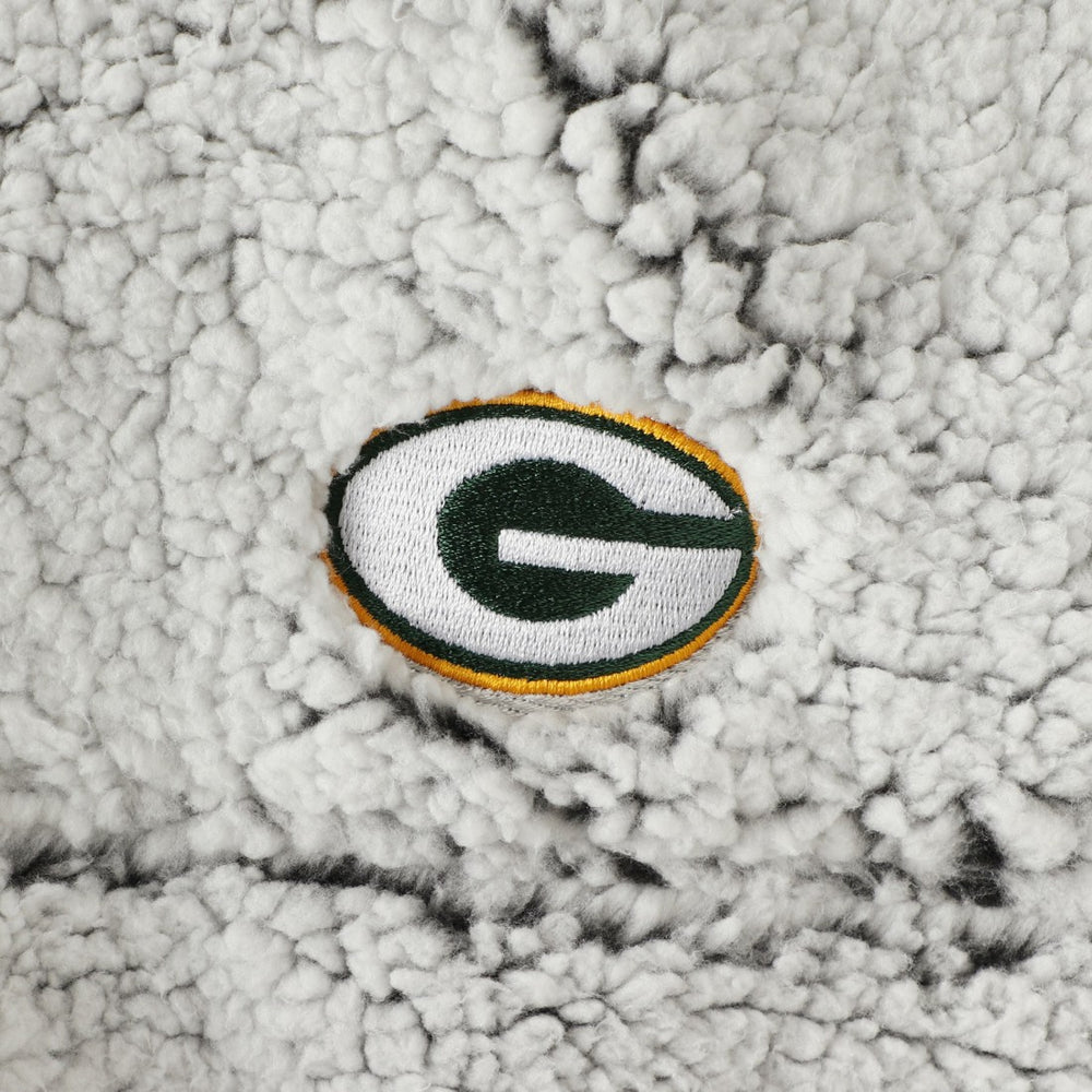 Green Bay Packers Women's Sherpa Quarter-Zip Pullover Jacket Gray
