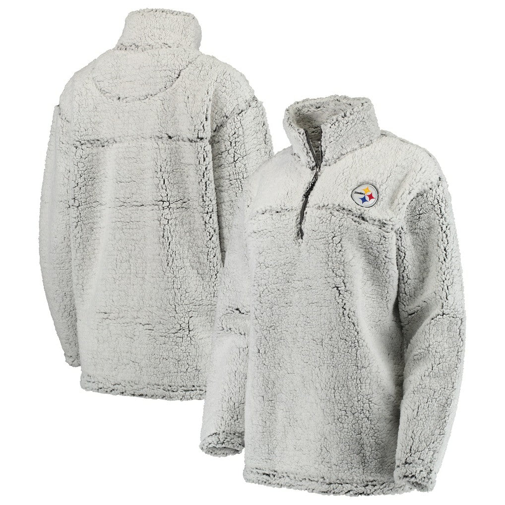 Pittsburgh Steelers Women's Sherpa Quarter-Zip Pullover Jacket Gray