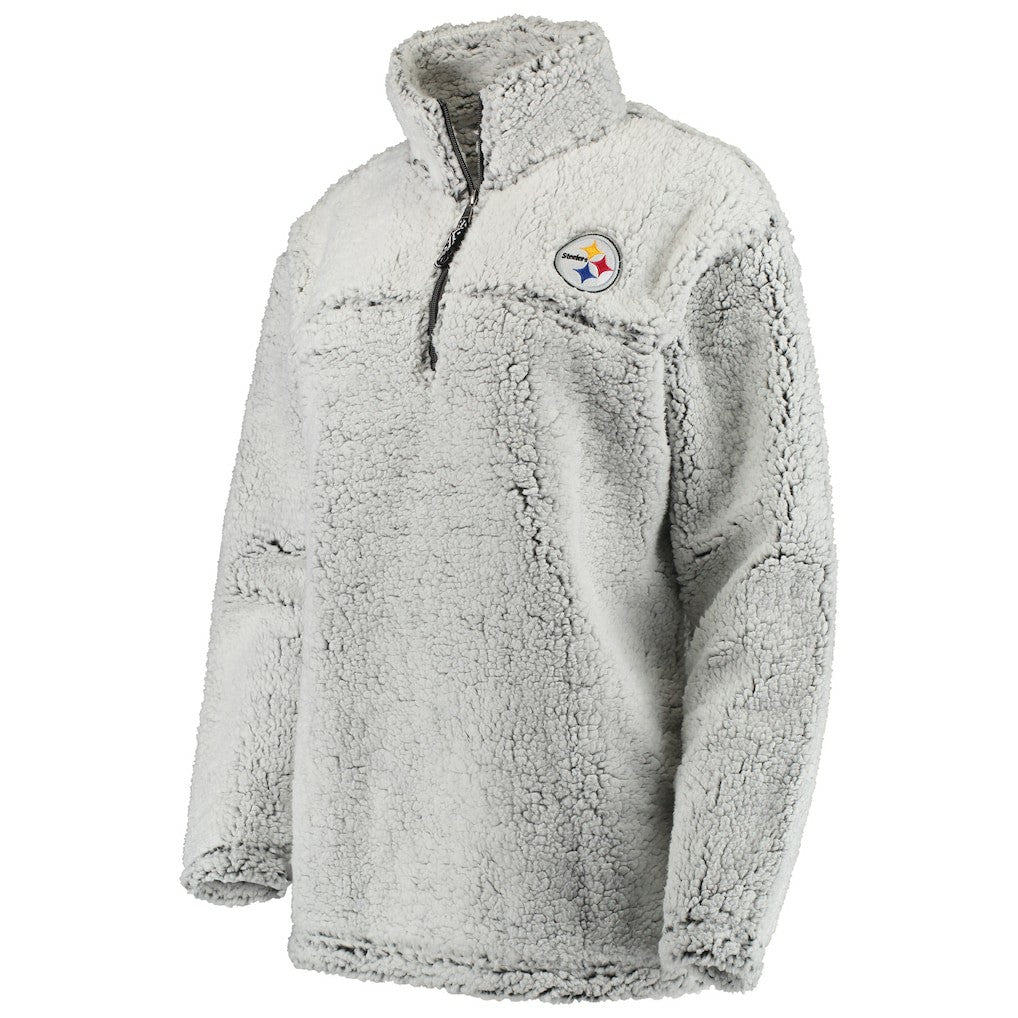 Pittsburgh Steelers Women's Sherpa Quarter-Zip Pullover Jacket Gray