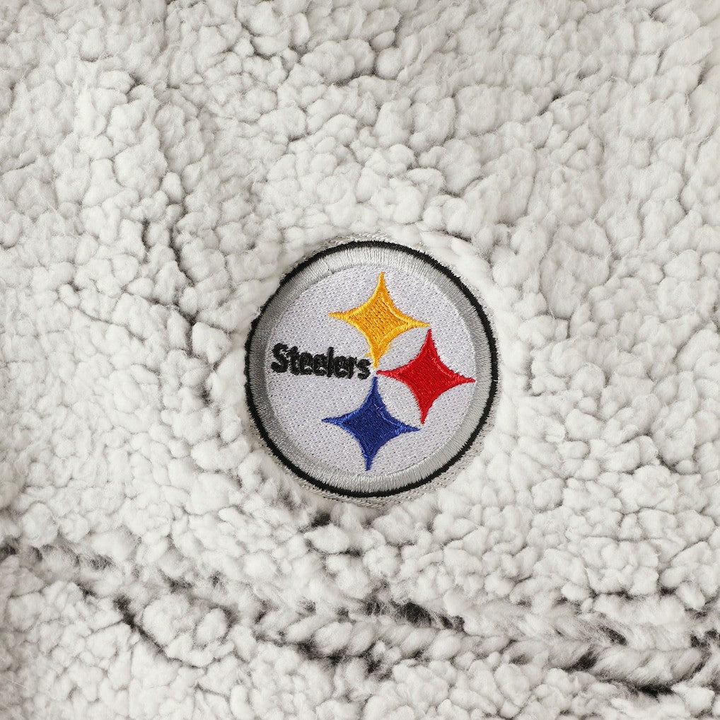 Pittsburgh Steelers Women's Sherpa Quarter-Zip Pullover Jacket Gray