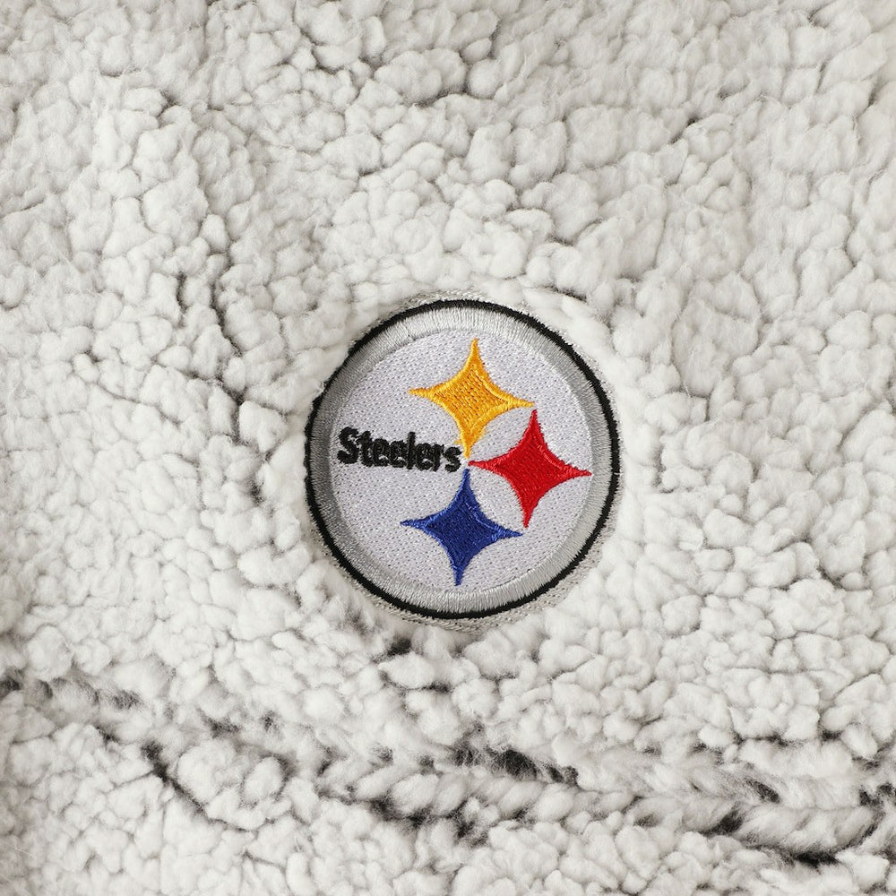 Pittsburgh Steelers Women's Sherpa Quarter-Zip Pullover Jacket Gray