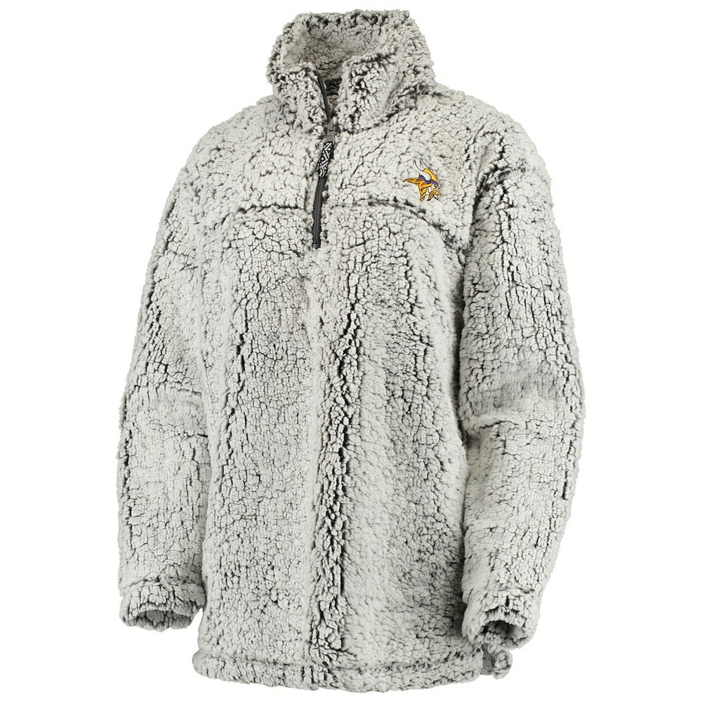 Minnesota Vikings Women's Sherpa Quarter-Zip Pullover Jacket Gray