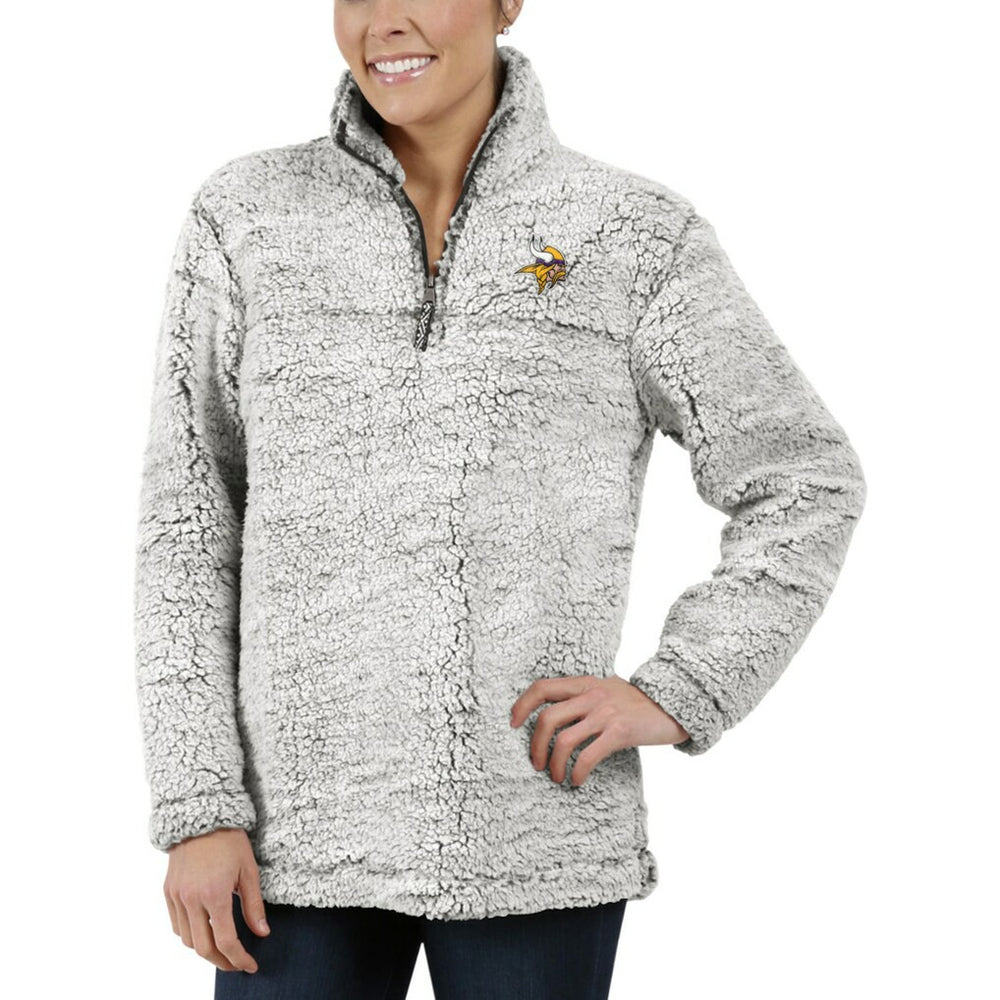 Minnesota Vikings Women's Sherpa Quarter-Zip Pullover Jacket Gray