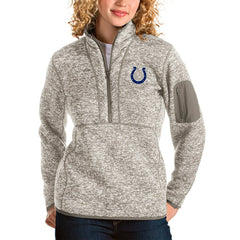 Indianapolis Colts Antigua Women's Fortune Half-Zip Pullover Jacket Oatmeal