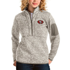 San Francisco 49ers Antigua Women's Fortune Half-Zip Pullover Jacket Oatmeal