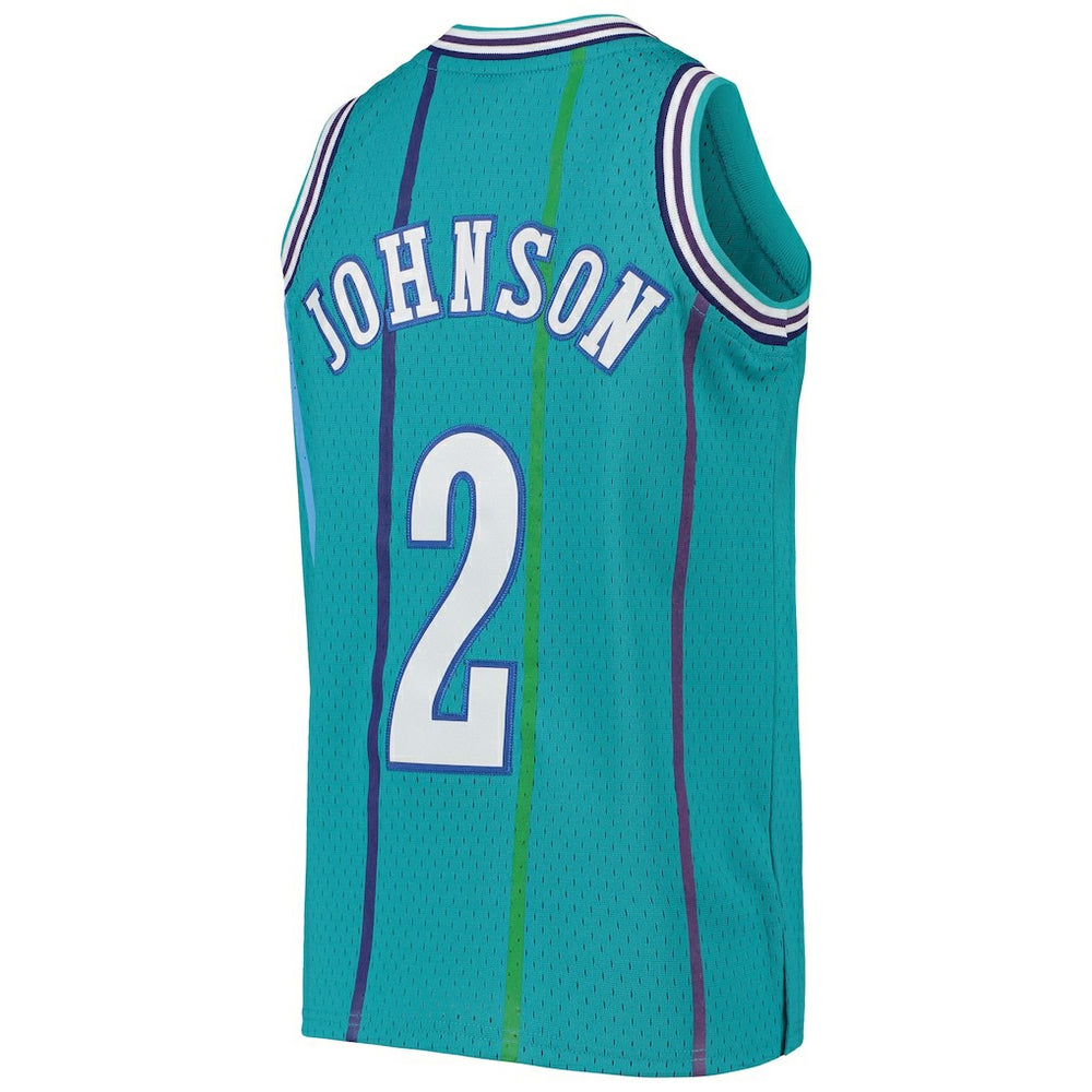 Larry Johnson Charlotte Hornets Youth 1992/93 Hardwood Classics Swingman Jersey Teal | Mitchell & Ness US