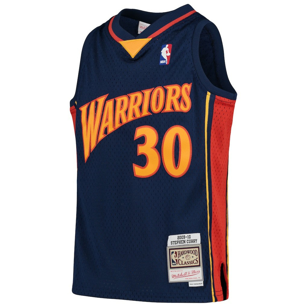 Stephen Curry Golden State Warriors Youth 2009-10 Hardwood Classics Swingman Throwback Jersey for sale Navy | Mitchell & Ness