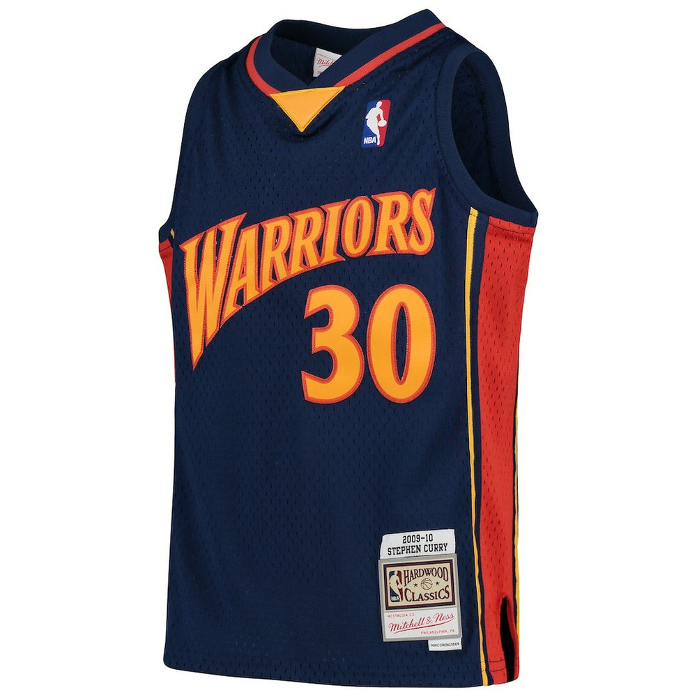 Stephen Curry Golden State Warriors Youth 2009-10 Hardwood Classics Swingman Throwback Jersey for sale Navy | Mitchell & Ness