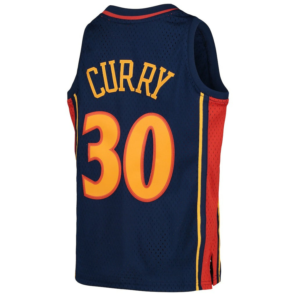 Stephen Curry Golden State Warriors Youth 2009-10 Hardwood Classics Swingman Throwback Jersey for sale Navy | Mitchell & Ness