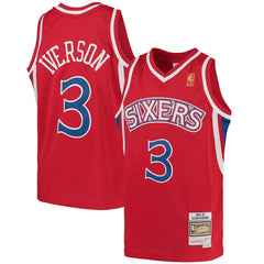 Allen Iverson Philadelphia 76ers Youth 1996/97 Hardwood Classics Swingman Throwback Jersey Red | Mitchell & Ness US