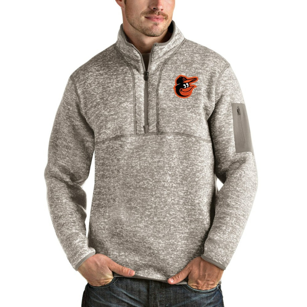 Baltimore Orioles Antigua Fortune Quarter-Zip Pullover Jacket - Oatmeal - MLB on Sale