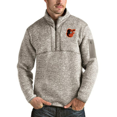 Baltimore Orioles Antigua Fortune Quarter-Zip Pullover Jacket - Oatmeal - MLB on Sale