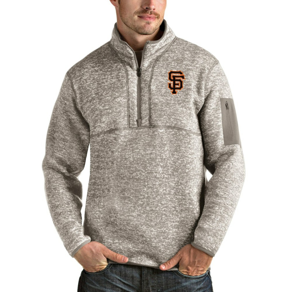 San Francisco Giants Antigua Fortune Quarter-Zip Pullover Jacket - Oatmeal - MLB Sale