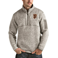 San Francisco Giants Antigua Fortune Quarter-Zip Pullover Jacket - Oatmeal - MLB Sale