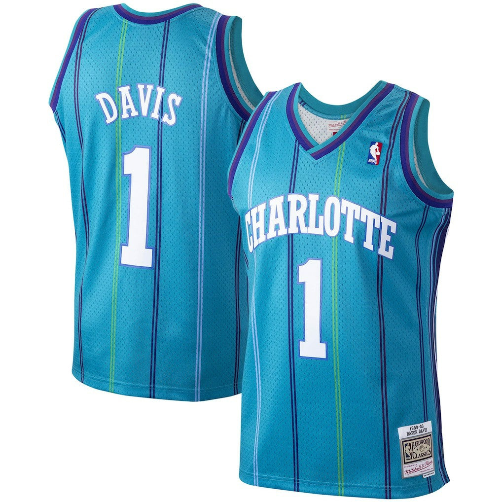 Baron Davis Charlotte Hornets 1999/00 Hardwood Classics Swingman Jersey Teal | Mitchell & Ness online