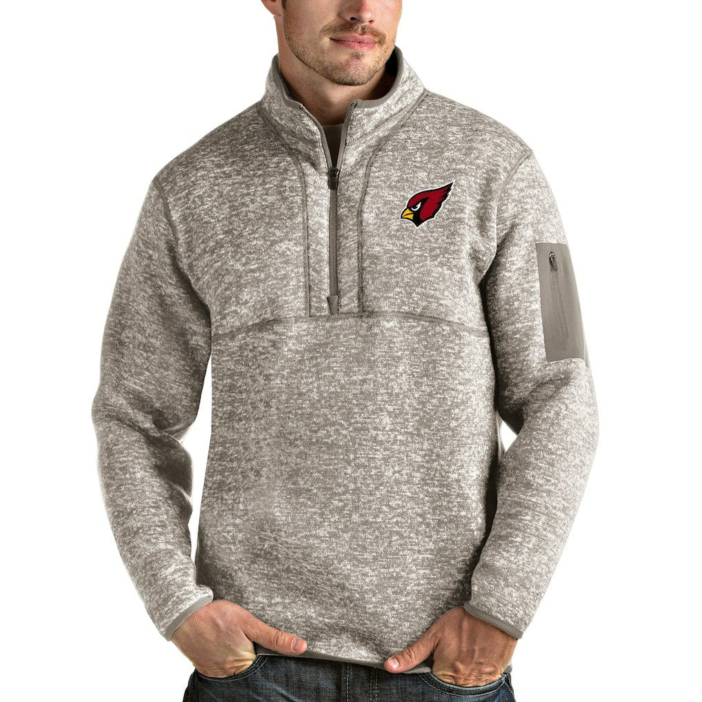 Arizona Cardinals Antigua Fortune Quarter-Zip Pullover Jacket Oatmeal