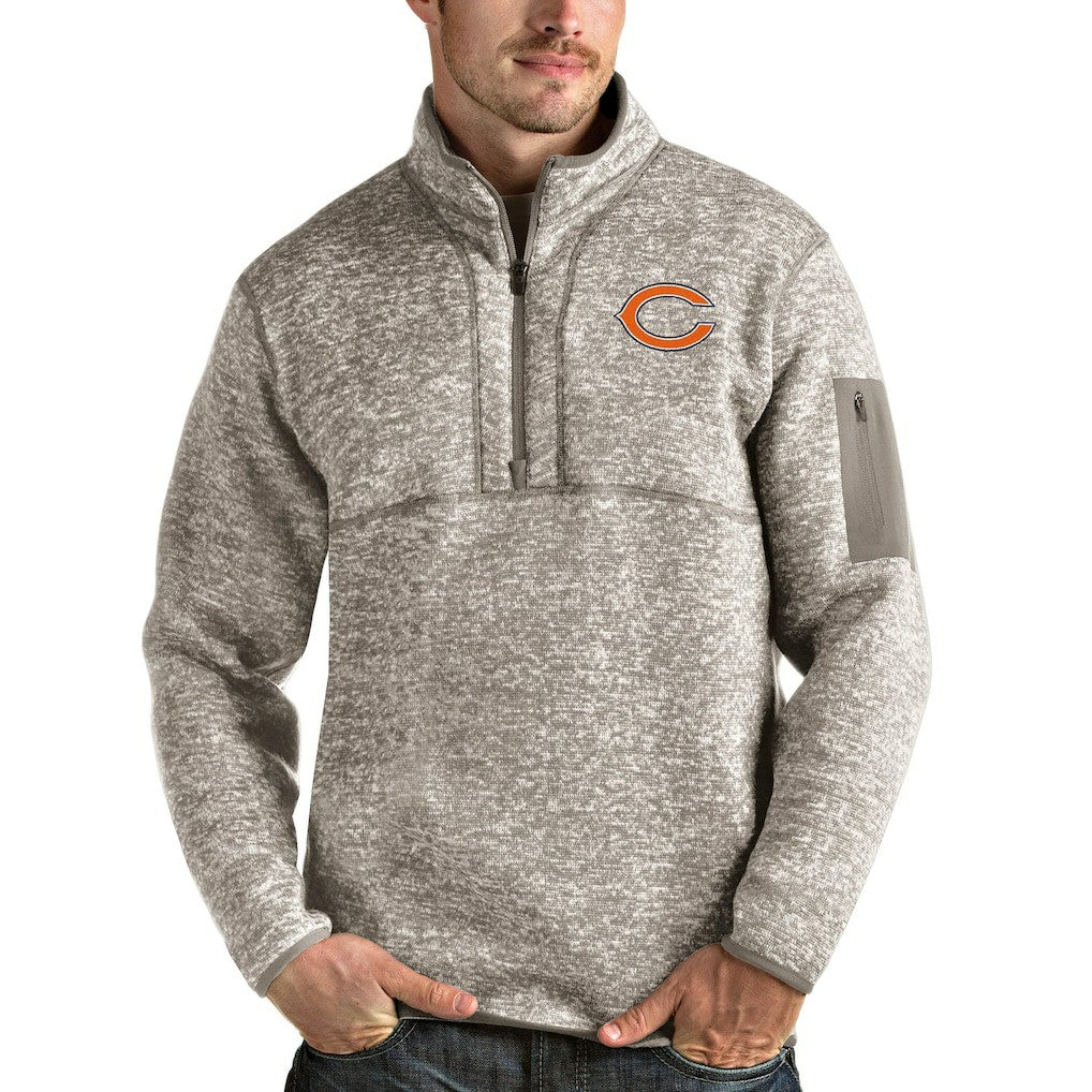 Chicago Bears Antigua Fortune Quarter-Zip Pullover Jacket Oatmeal