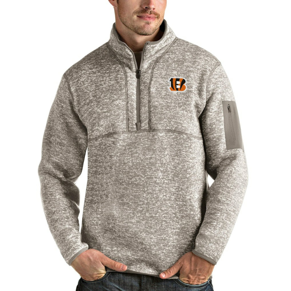 Cincinnati Bengals Antigua Fortune Quarter-Zip Pullover Jacket Oatmeal