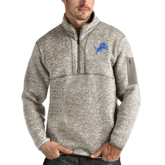 Detroit Lions Antigua Fortune Quarter-Zip Pullover Jacket Oatmeal