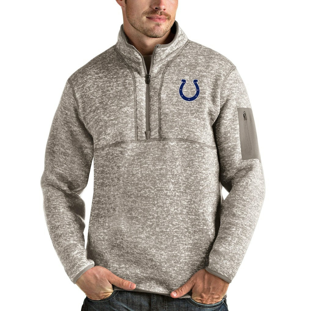 Indianapolis Colts Antigua Fortune Quarter-Zip Pullover Jacket Oatmeal