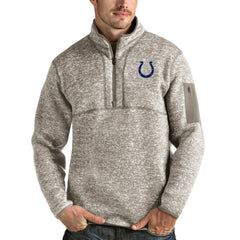 Indianapolis Colts Antigua Fortune Quarter-Zip Pullover Jacket Oatmeal
