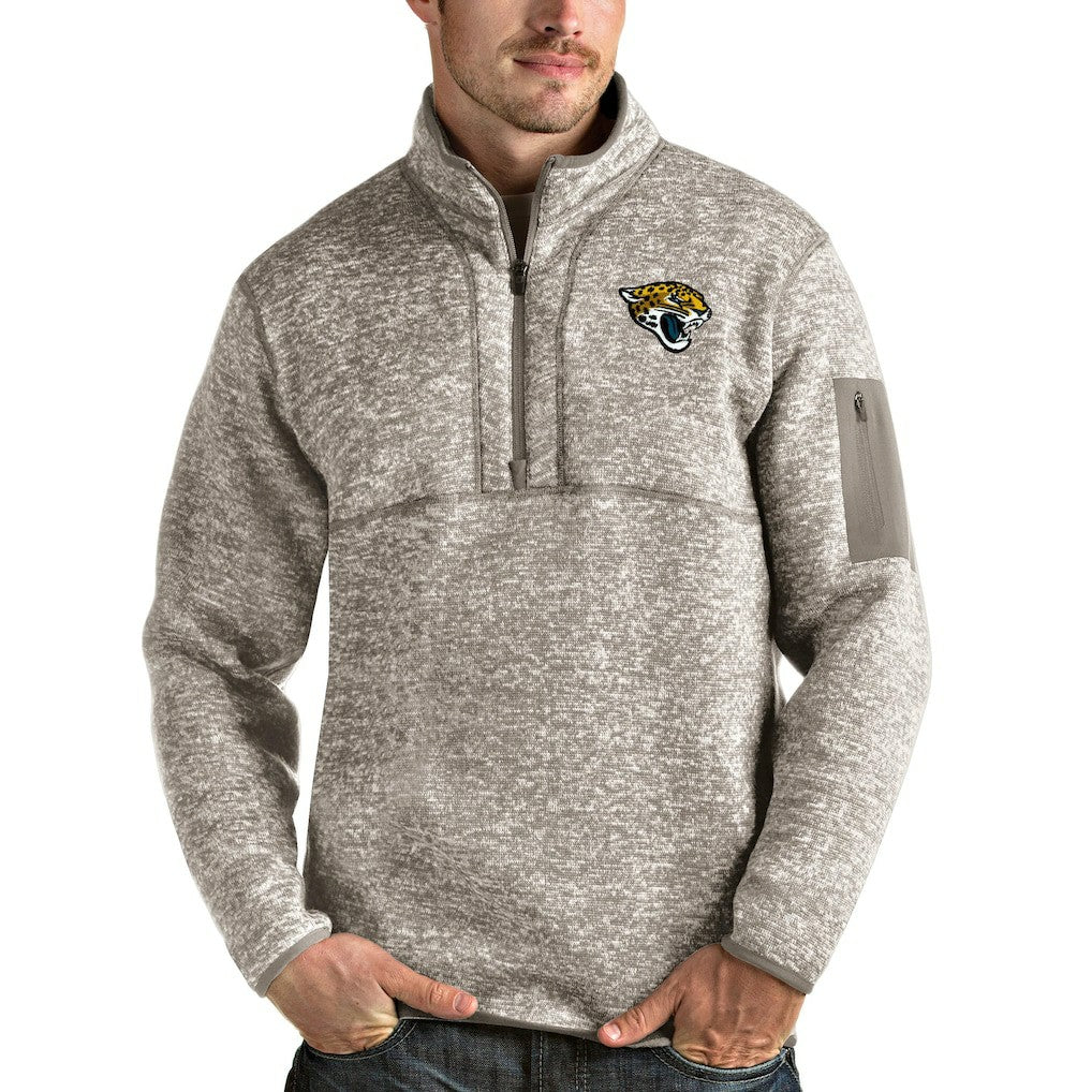 Jacksonville Jaguars Antigua Fortune Quarter-Zip Pullover Jacket Oatmeal
