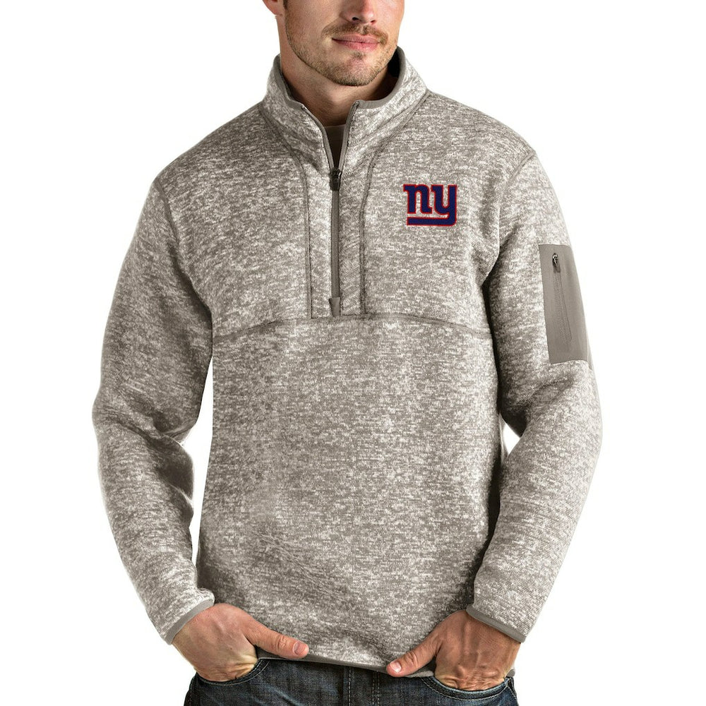 New York Giants Antigua Fortune Quarter-Zip Pullover Jacket Oatmeal
