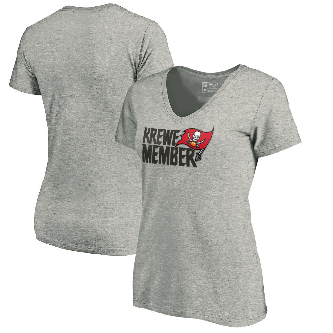 Tampa Bay Buccaneers Women's Krewe Member V-Neck T-Shirt Heather Gray