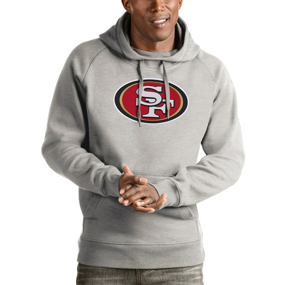 San Francisco 49ers Antigua Victory Pullover Hoodie Heather Gray