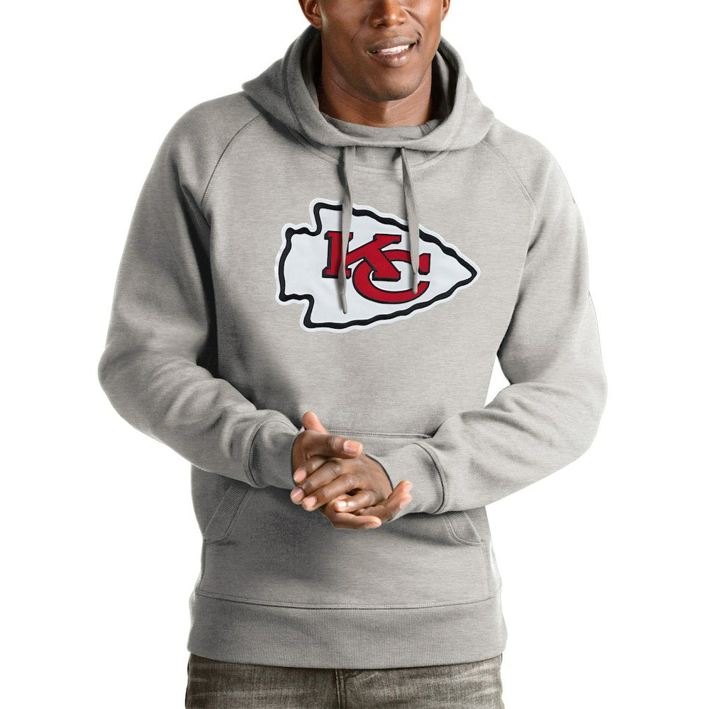 Kansas City Chiefs Antigua Victory Pullover Hoodie Heather Gray