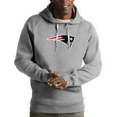 New England Patriots Antigua Victory Pullover Hoodie Heather Gray