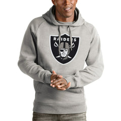 Las Vegas Raiders Antigua Victory Pullover Hoodie Heather Gray