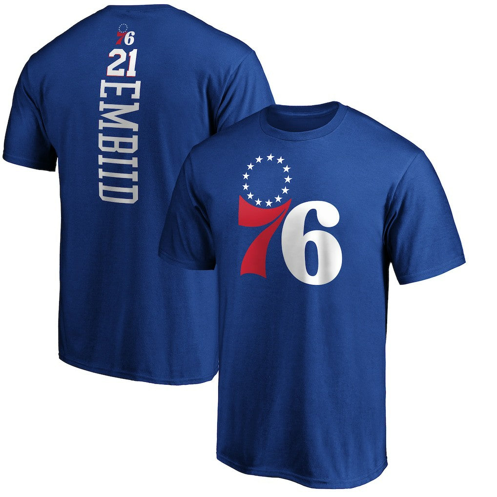 Joel Embiid Philadelphia 76ers Team Playmaker Name & Number T-Shirt Royal