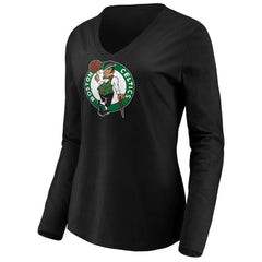 Jayson Tatum Boston Celtics Women's Playmaker Name & Number Long Sleeve V-Neck T-Shirt Black