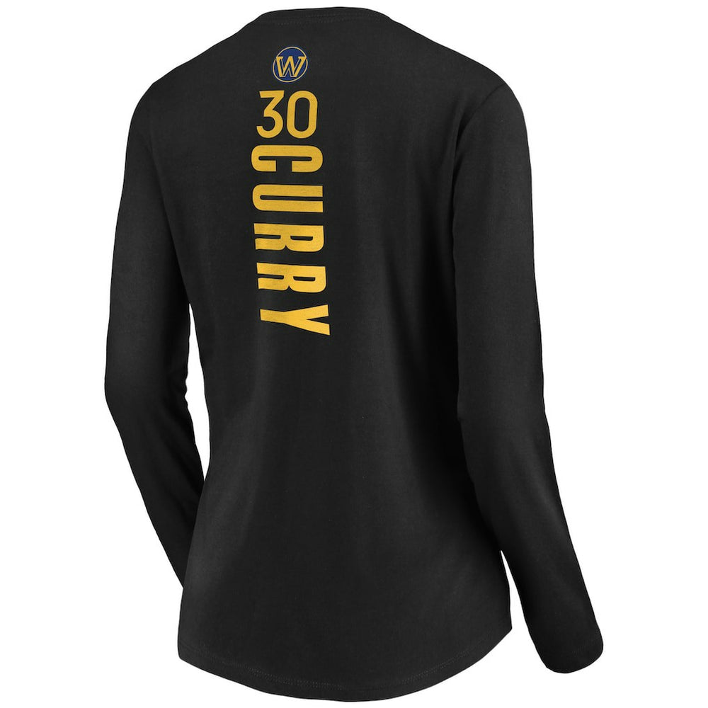Stephen Curry Golden State Warriors Women's Playmaker Name & Number Long Sleeve V-Neck T-Shirt Black