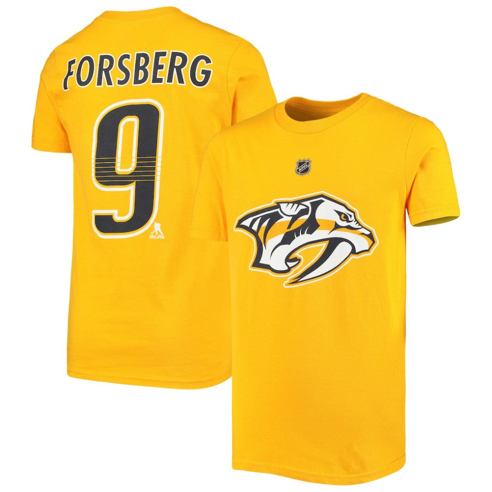 Filip Forsberg Nashville Predators Youth Player Name & Number T-Shirt - Gold - NHL 3688877