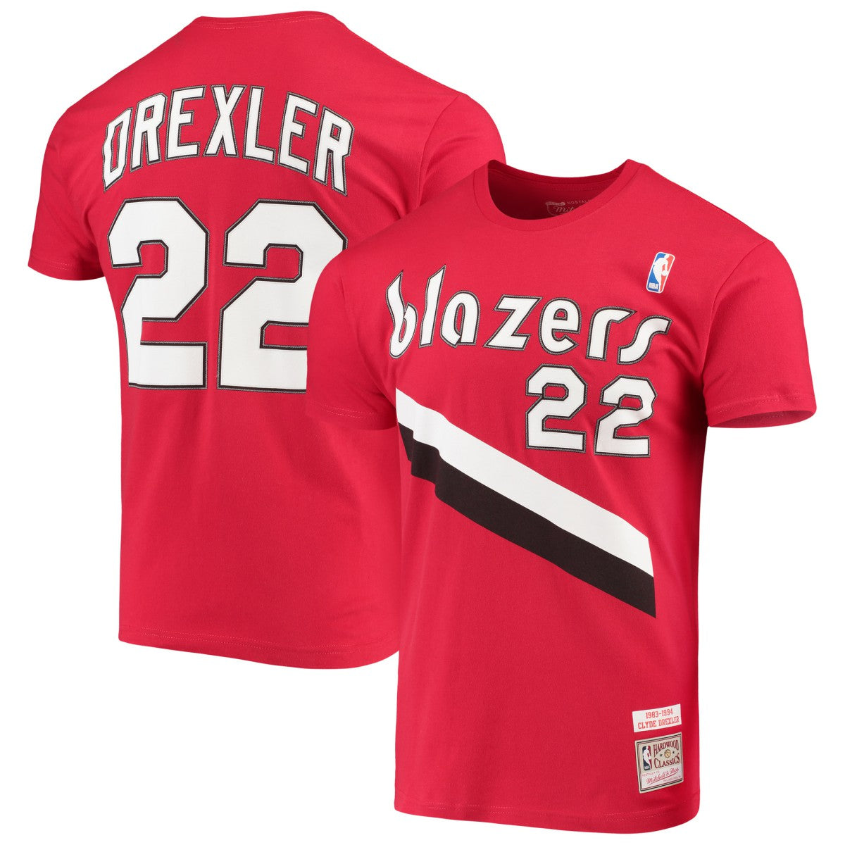Clyde Drexler Portland Trail Blazers Hardwood Classics Player Name & Number T-Shirt Red | Mitchell & Ness online