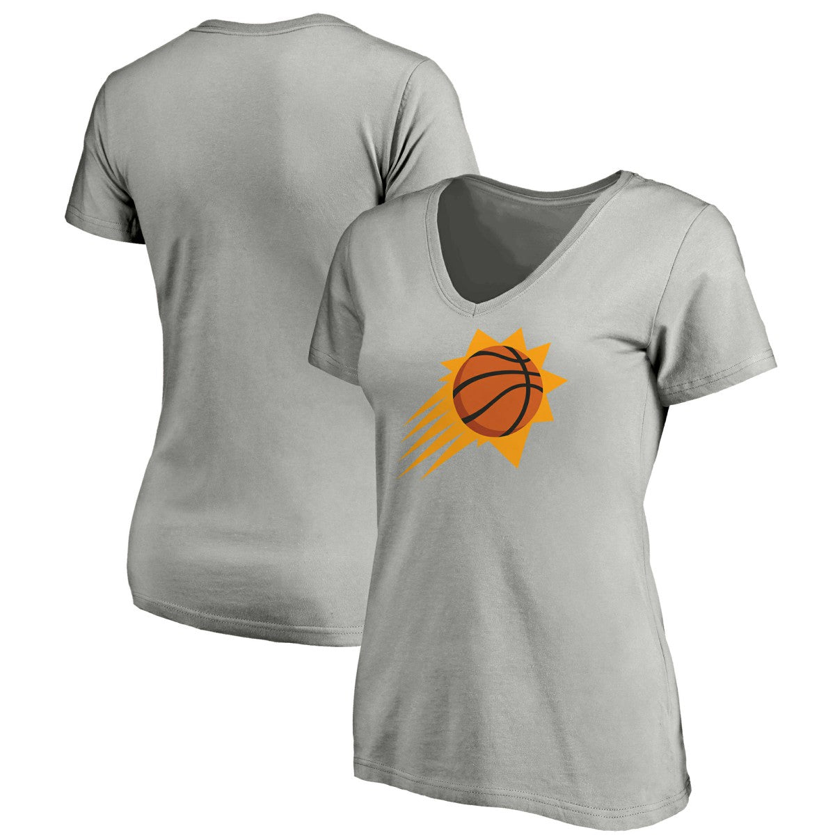 Phoenix Suns Women's Primary Logo Team V-Neck T-Shirt Gray | Fanatics for sale