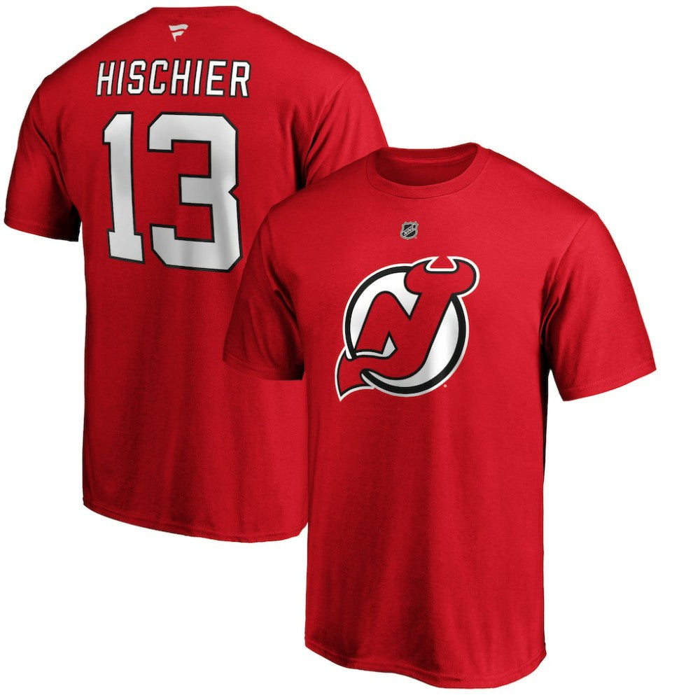 Nico Hischier New Jersey Devils Fanatics Authentic Stack Player Name & Number T-Shirt - Red - NHL 3706498