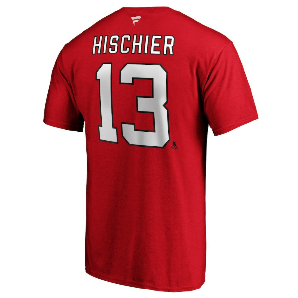 Nico Hischier New Jersey Devils Fanatics Authentic Stack Player Name & Number T-Shirt - Red - NHL 3706498