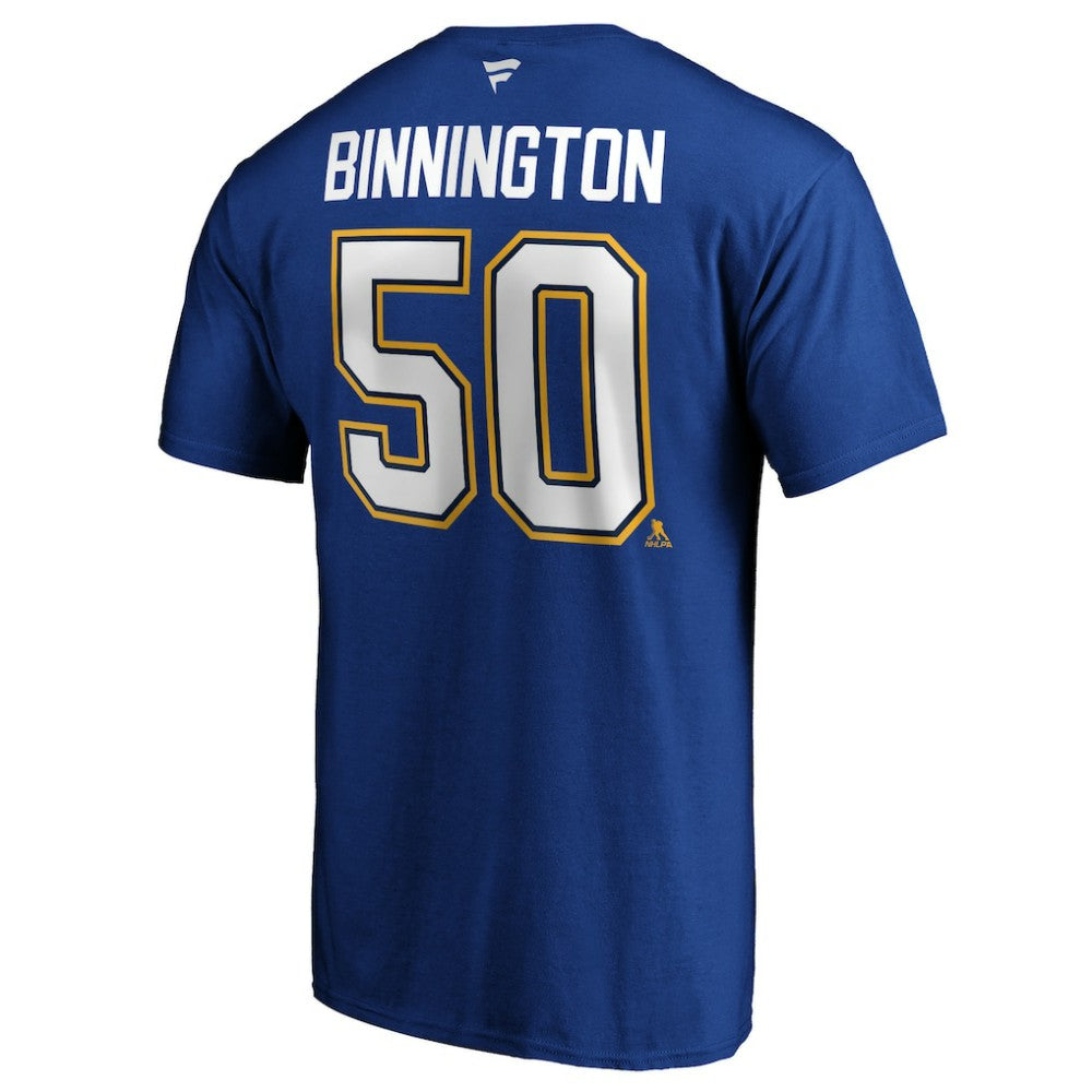 Jordan Binnington St. Louis Blues Fanatics Authentic Stack Player Name & Number T-Shirt - Blue - NHL 3706548