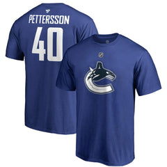 Elias Pettersson Vancouver Canucks Fanatics Authentic Stack Player Name & Number T-Shirt - Blue - NHL 3706578