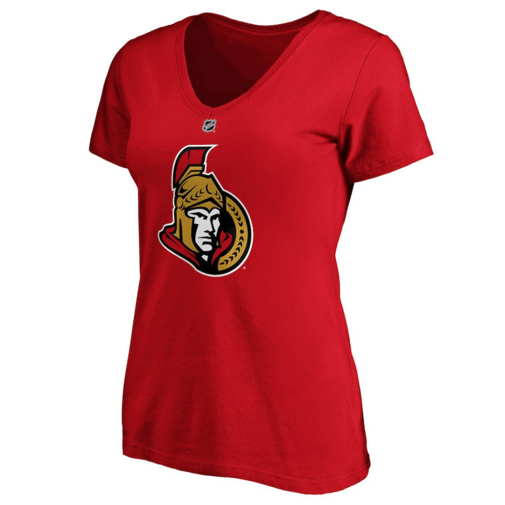 Brady Tkachuk Ottawa Senators Fanatics Women's Authentic Stack Name & Number V-Neck T-Shirt - Red - NHL 3706594
