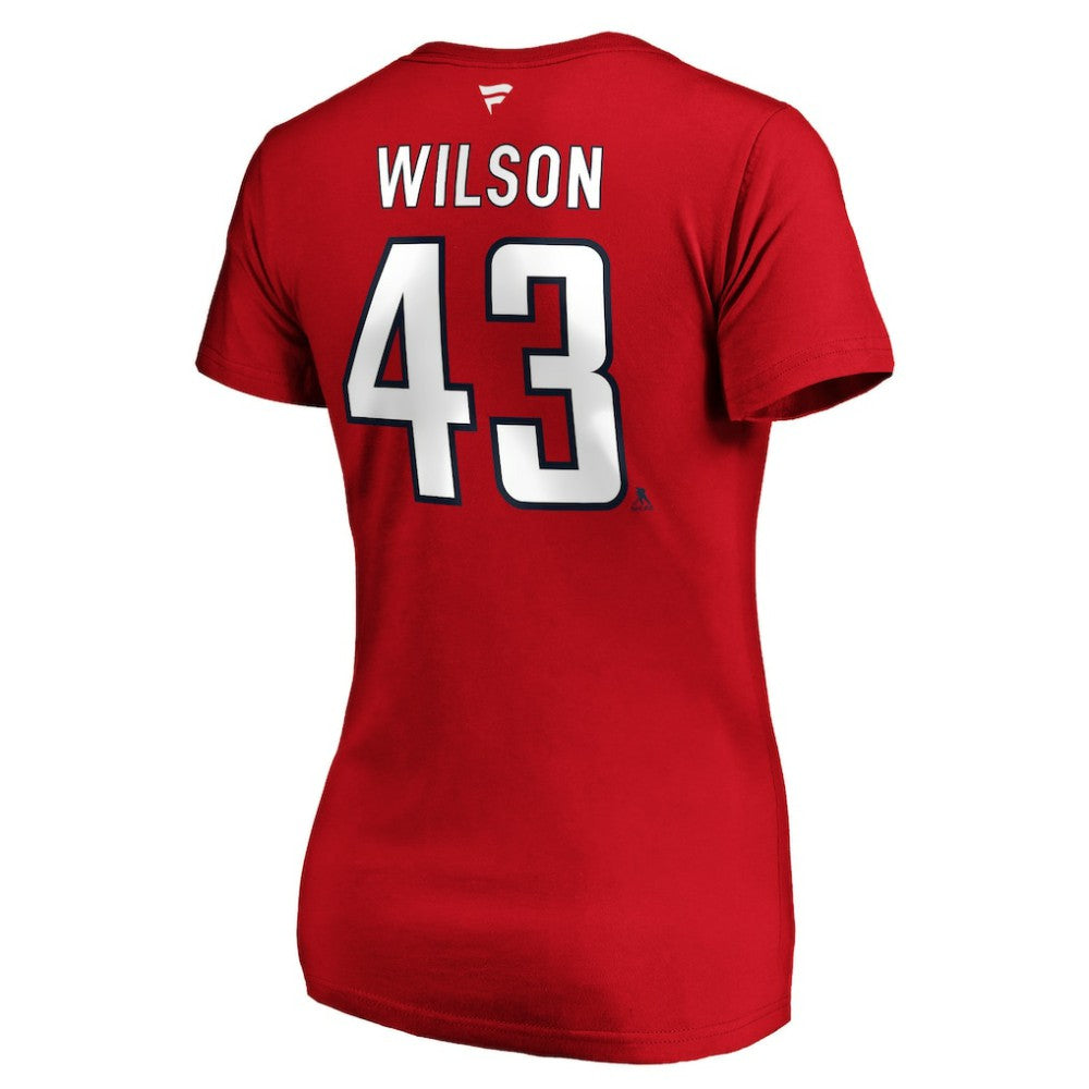 Tom Wilson Washington Capitals Fanatics Women's Authentic Stack Name & Number V-Neck T-Shirt - Red - NHL 3706599