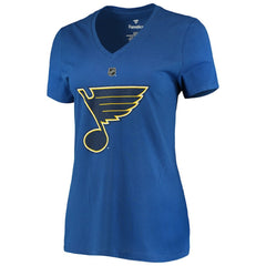 Jordan Binnington St. Louis Blues Fanatics Women's Authentic Stack Name & Number V-Neck T-Shirt - Blue - NHL 3706641