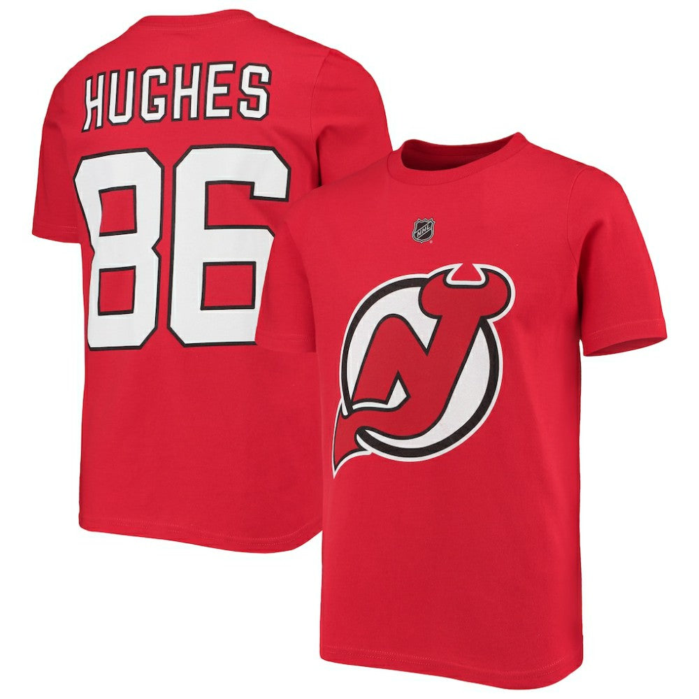 Jack Hughes New Jersey Devils Youth Player Name & Number T-Shirt - Red - NHL 3709462