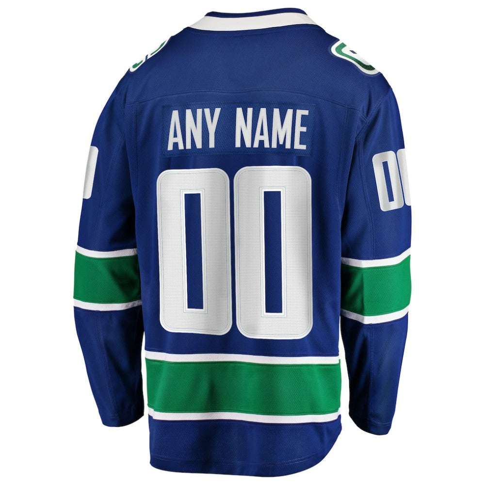 Vancouver Canucks Fanatics Home Team Breakaway Custom Jersey - Blue - NHL 3710399