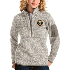 Denver Nuggets Antigua Women's Fortune Quarter-Zip Pullover Jacket Natural